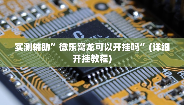 实测辅助”微乐窝龙可以开挂吗”(详细开挂教程)